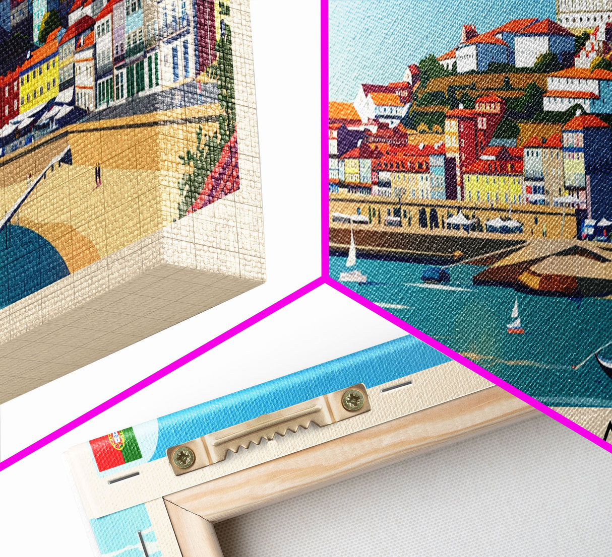 Almada Portugal Travel Art, City Art, Framed Canvas Print or Metal Wall Art, Europe Travel Poster, Panoramic Wall Art, Extra Wide Wall Art