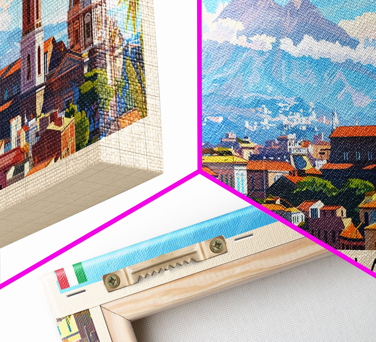 Catania Italy Travel Print Wall Art, Panoramic City Art, Travel Art, Wall Decor, Vacation Gift, Framed Canvas Print Or Metal Art