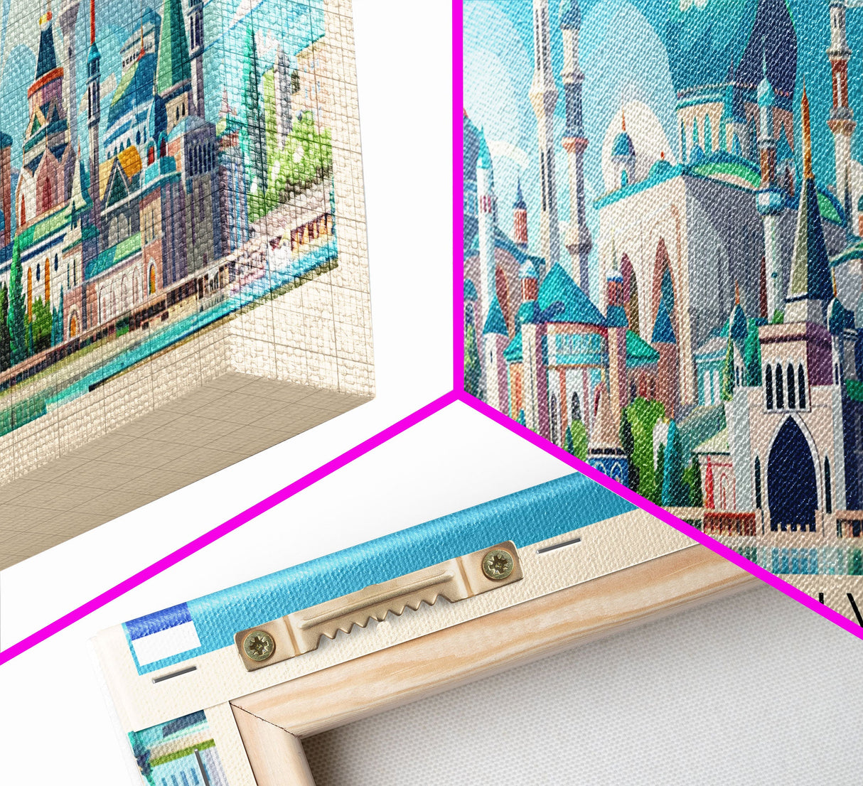 Grozny Russia Panoramic Travel Poster, Framed Canvas Print or Metal Wall Art, Travel Art, Home Decor, Panoramic Painting, Midcentury Art