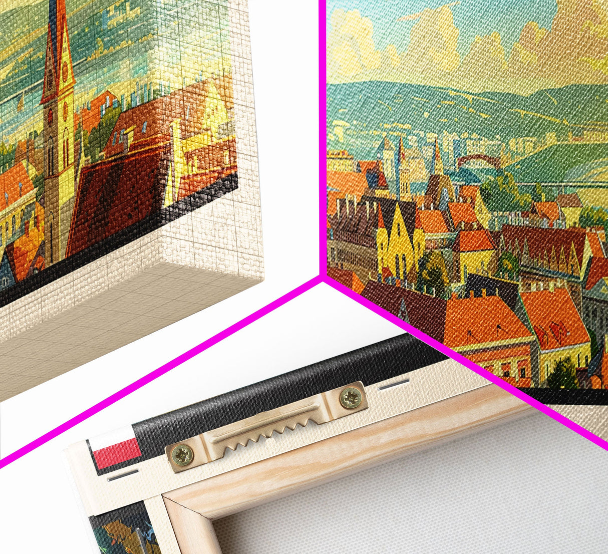 Gyor Hungary Wall Art, Panoramic Travel Poster, Panoramic Framed Canvas Print, City Wall Art, Wall Hanging Home Decor, Travel Art