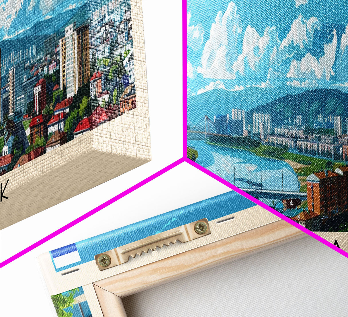 Krasnoyarsk Russia Travel Art, City Art, Framed Canvas Print or Metal Wall Art, Europe Travel Poster, Panoramic Wall Art, Extra Wide Wall Art