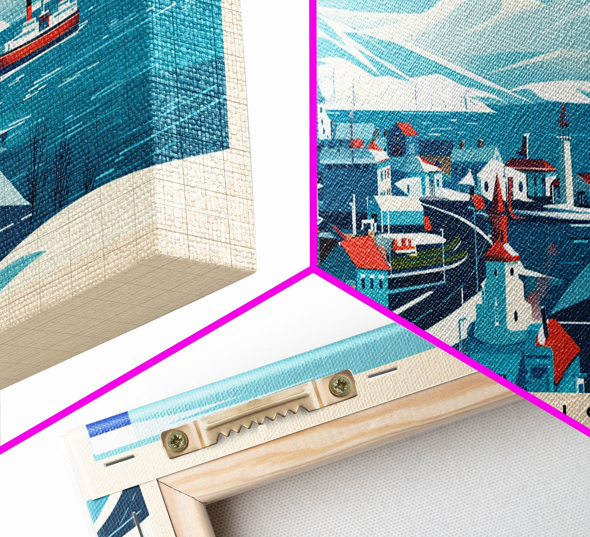 Murmansk Russia Panoramic Travel Poster, Framed Canvas Print or Metal Wall Art, Travel Art, Home Decor, Panoramic Painting, Midcentury Art