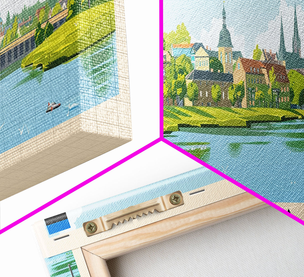 Narva Estonia Panoramic Travel Poster, Framed Canvas Print or Metal Wall Art, Travel Art, Home Decor, Panoramic Painting, Midcentury Art