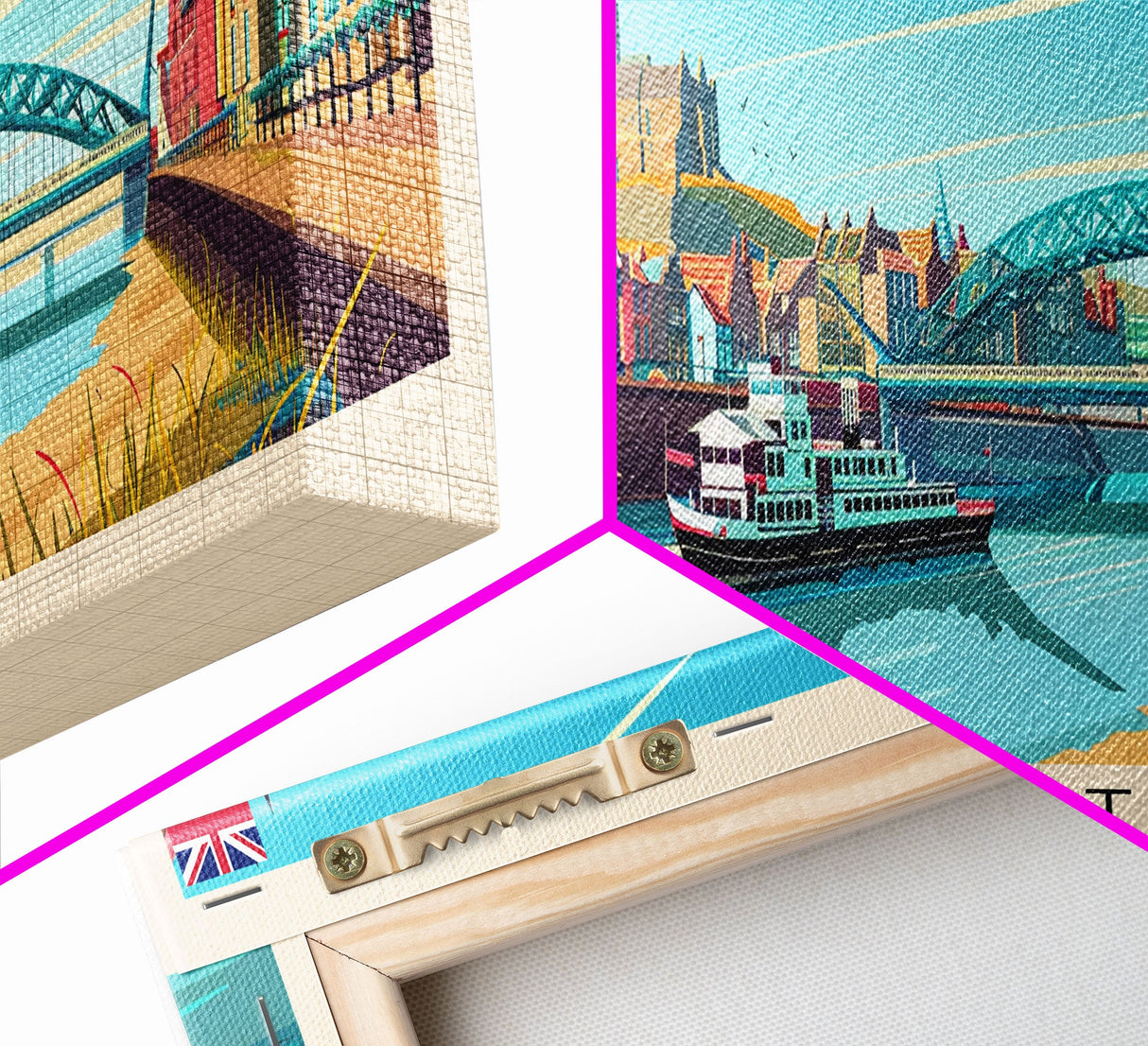 Newcastle United Kingdom Wall Art, Panoramic Travel Poster, Panoramic Framed Canvas Print, City Wall Art, Wall Hanging Home Decor, Travel Art