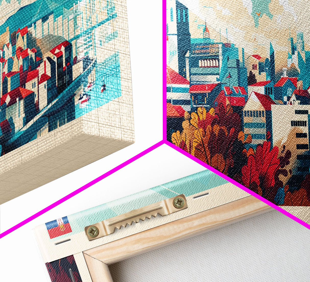 Niš Serbia Panoramic Travel Poster, Framed Canvas Print or Metal Wall Art, Travel Art, Home Decor, Panoramic Painting, Midcentury Art