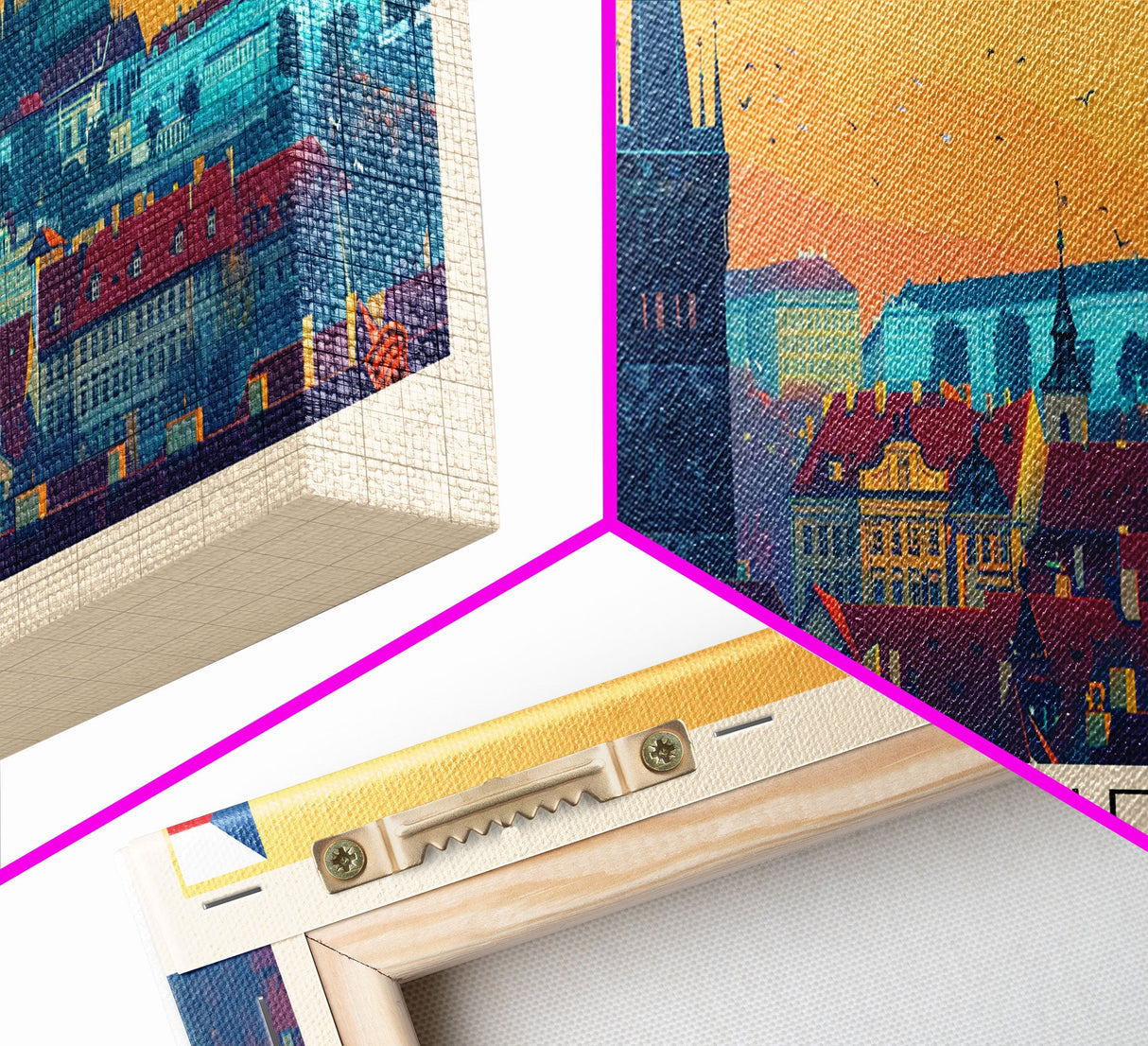 Prague Czech Republic Travel Art, City Art, Framed Canvas Print or Metal Wall Art, Europe Travel Poster, Panoramic Wall Art, Extra Wide Wall Art