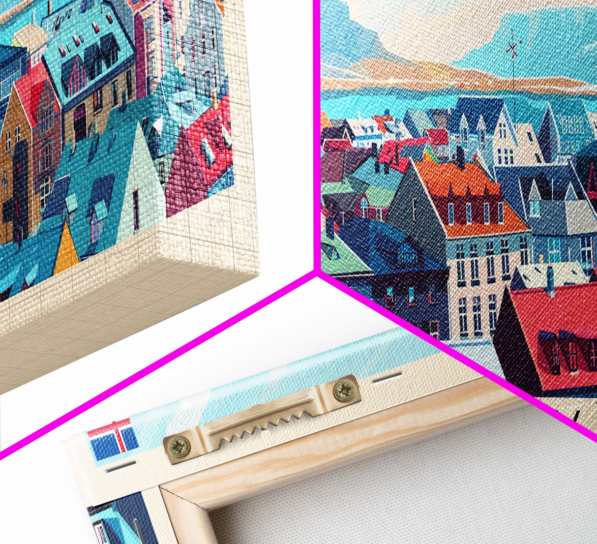 Reykjavik Iceland Wall Art, Panoramic Travel Poster, Panoramic Framed Canvas Print, City Wall Art, Wall Hanging Home Decor, Travel Art