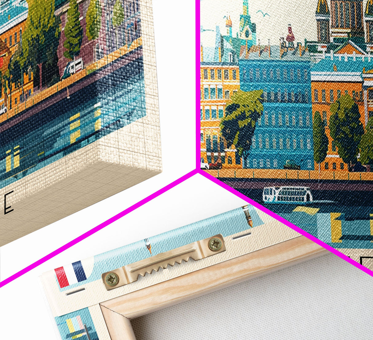 Saint Etienne France Panoramic Travel Poster, Framed Canvas Print or Metal Wall Art, Travel Art, Home Decor, Panoramic Painting, Midcentury Art