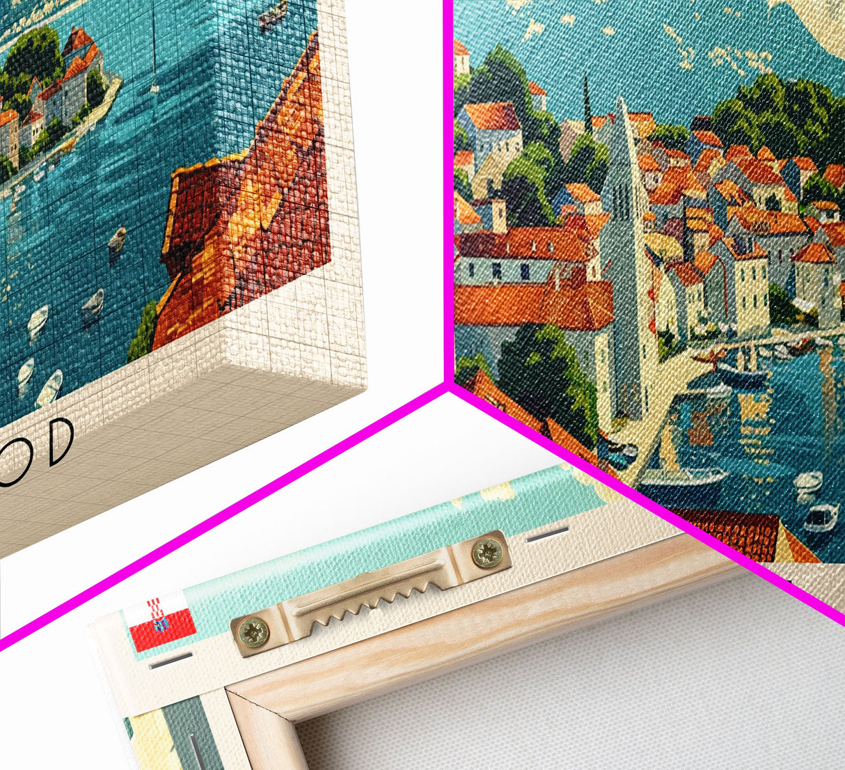 Slavonski Brod Croatia Panoramic Travel Poster, Framed Canvas Print or Metal Wall Art, Travel Art, Home Decor, Panoramic Painting, Midcentury Art