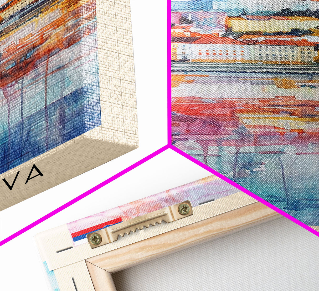 Bratislava Slovakia Travel Poster Framed Canvas Print, Wall Art, Home Decor, Watercolor Painting, Travel Print, Boho Style Art
