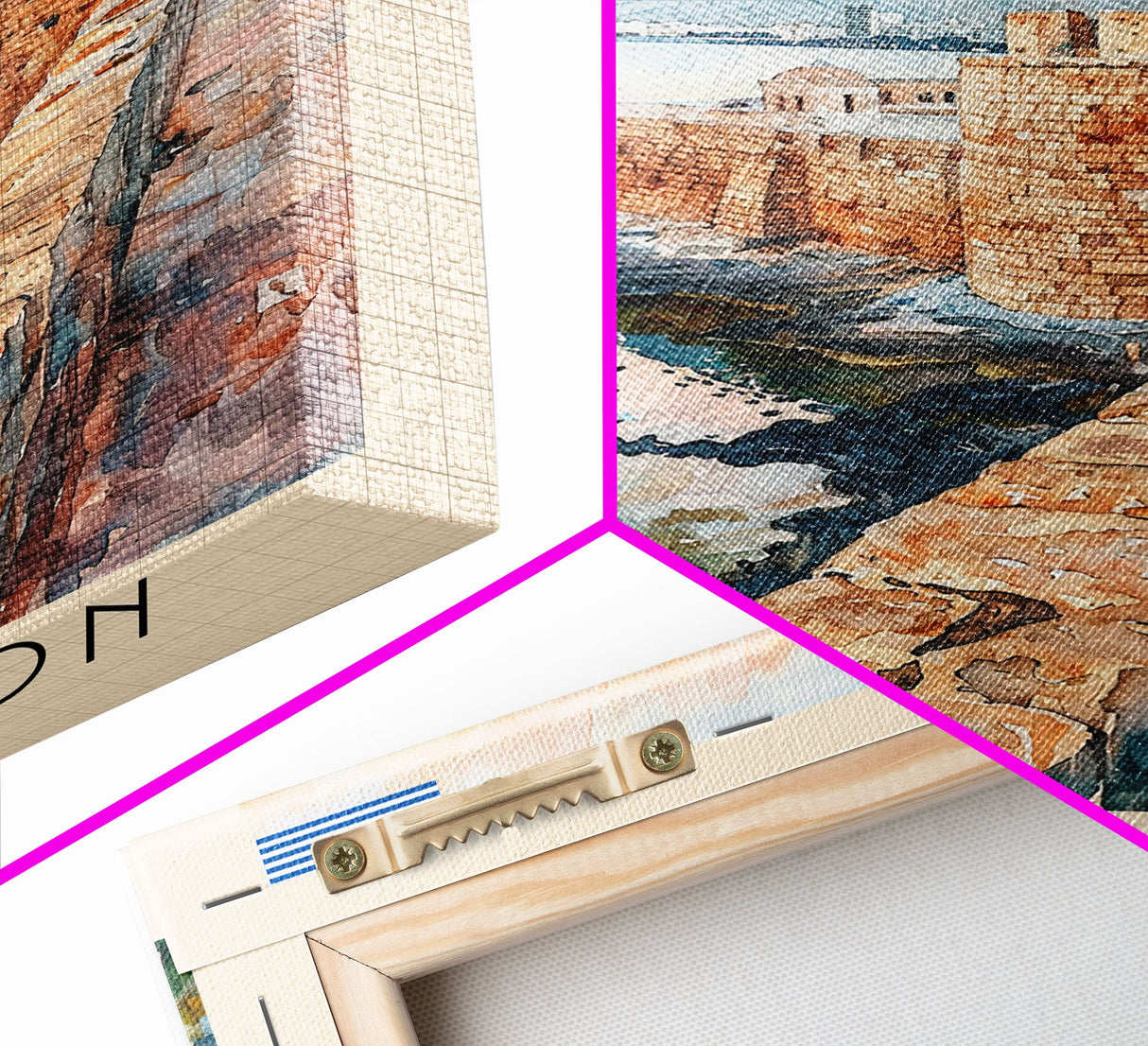 Heraklion Greece Historic Fort Art, Framed Canvas Wall Art, Living Room Decor, Home Decor, Mediterranean Poster, Wall Art Print, Travel Poster Art