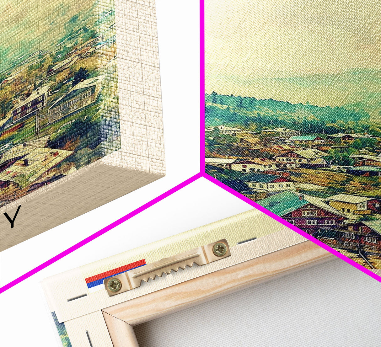 Shakhty Russia Travel Poster Framed Canvas Print, Watercolor Painting, Urban Wall Art, Home Decor, Russian Cityscape, Modern Art