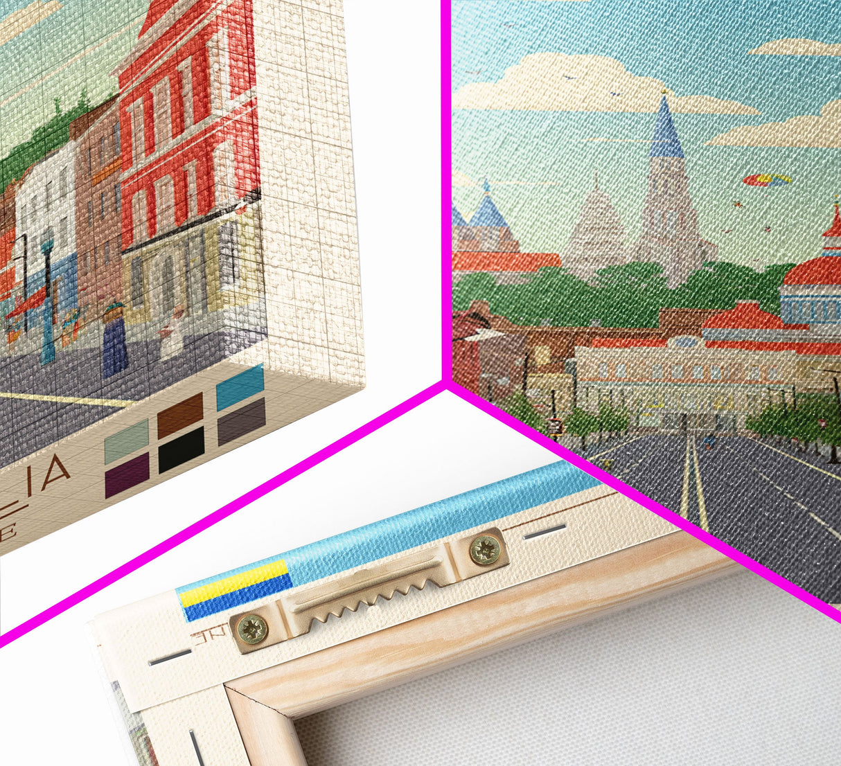 Sumy Ukraine Travel Poster Framed Canvas Print, Midcentury Modern Art, Pop Art Wall Decor, Living Room Art, Scenic Wall Art