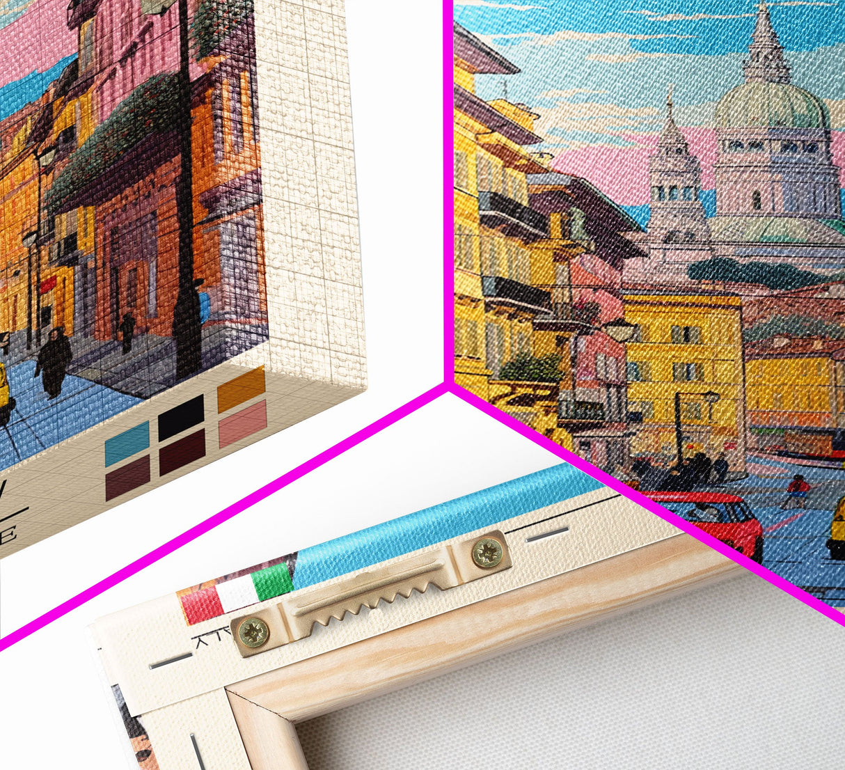 Turin Italy Travel Poster Framed Canvas Print, Midcentury Modern Art, Pop Art Wall Decor, Living Room Art, Home Decoration