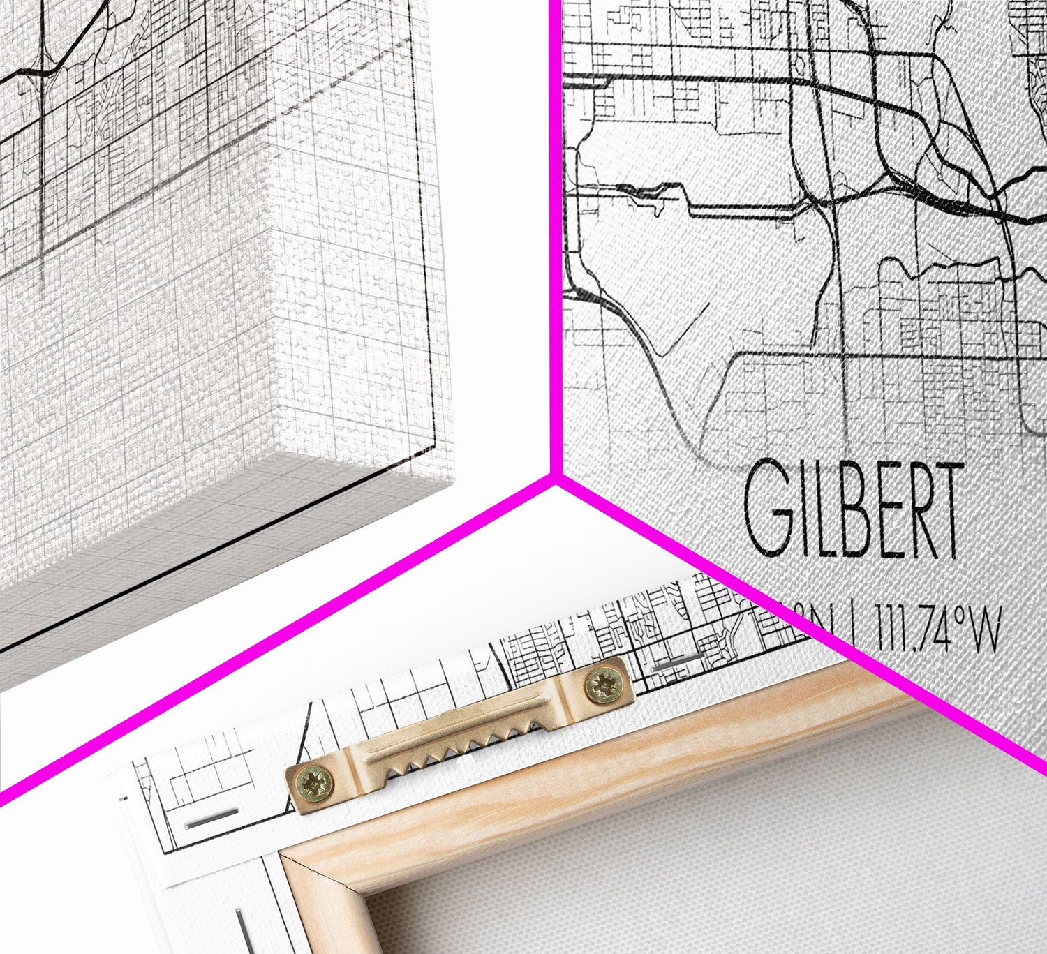 Panoramic Gilbert City Map, Arizona Art, Map Print, Minimalist Wall Art, Canvas Art, Housewarming Gift, Street Map Art, Closing Gift