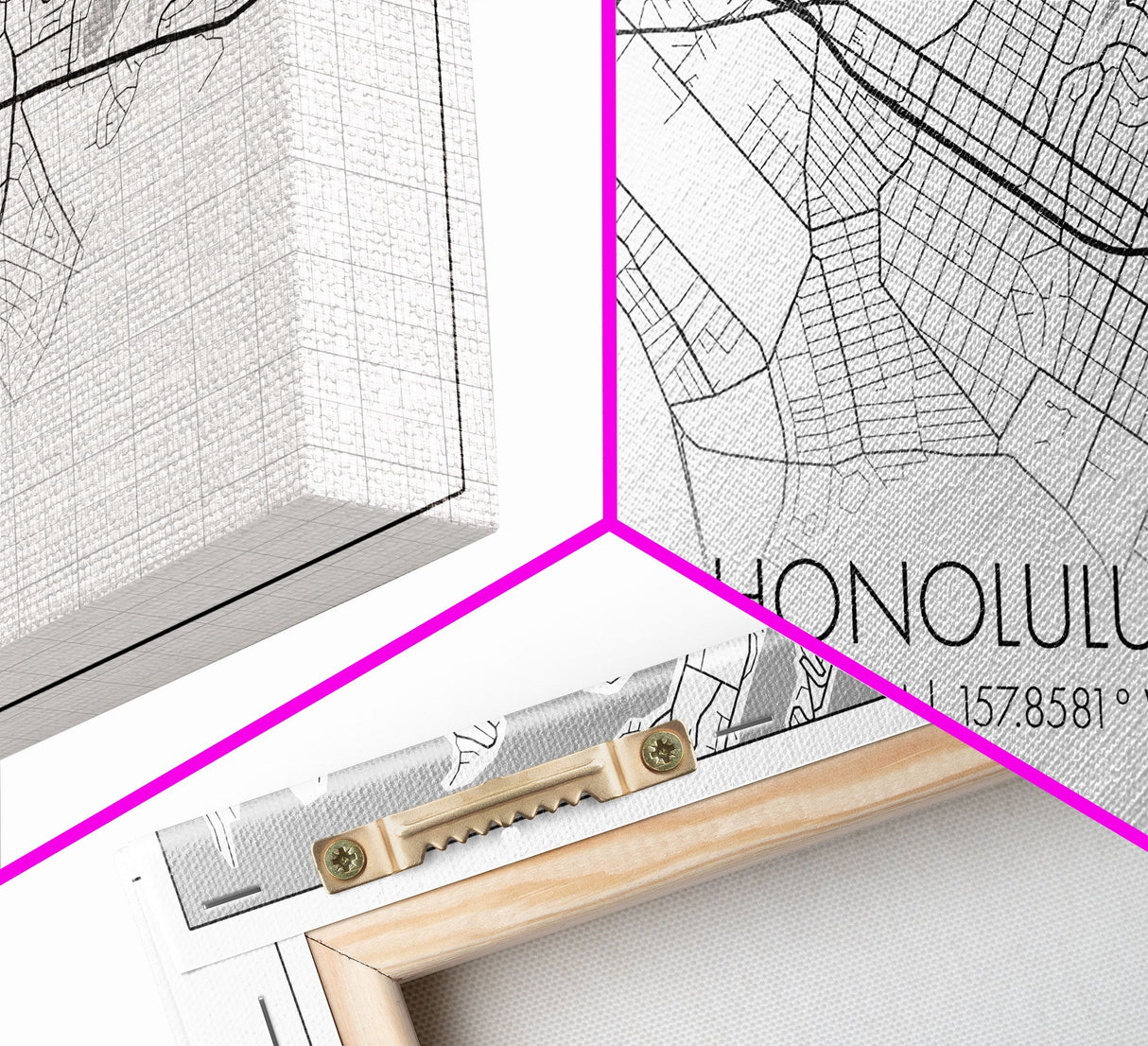 Honolulu City Map, Hawaii Map, Map Art, Modern Art, Wall Art, Canvas Art, Beach House Décor, Tiny House Décor, Unique Wall Art, Travel Gift