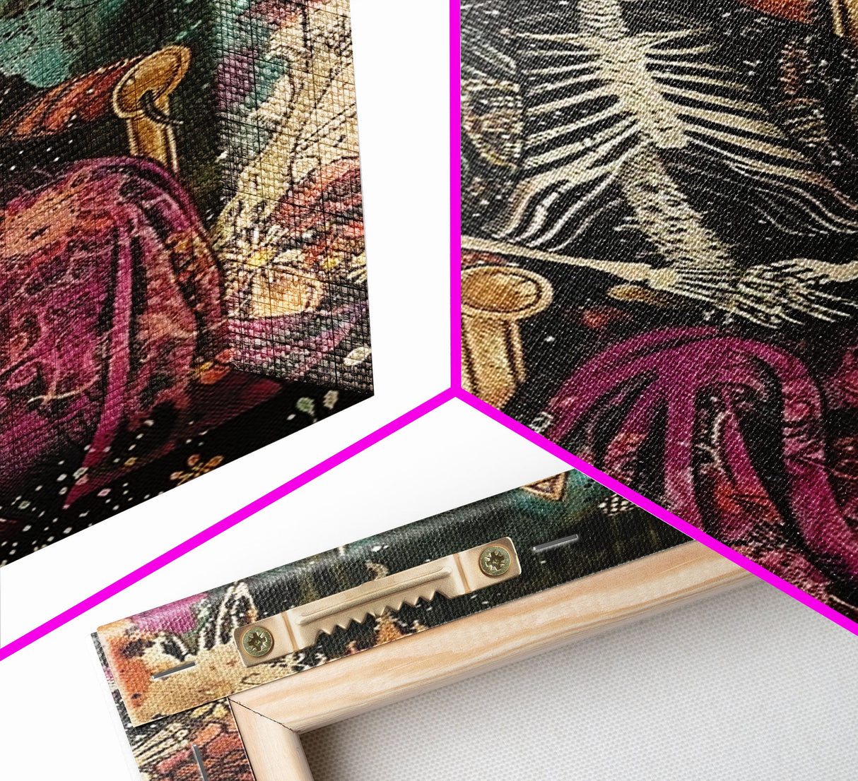 Skeleton King in Regal Throne Framed Canvas Print, Royalty Decor, Halloween Skeleton Art, Haunted Mansion Wall Art, Gothic Skeleton Print