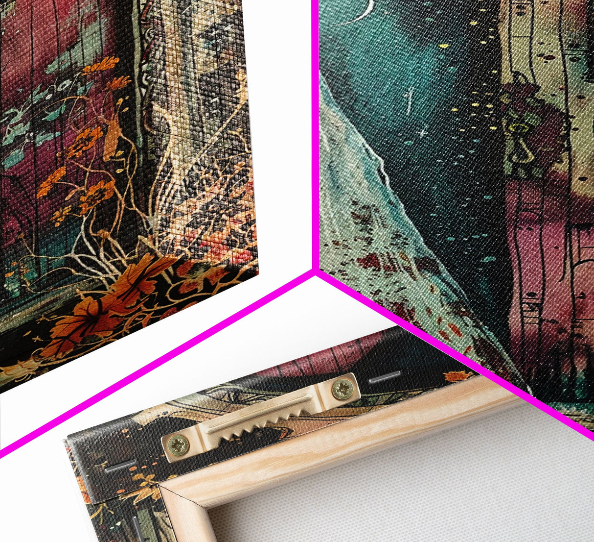 Ghostly Figure at Haunted Door Framed Canvas Print, Halloween Spirit Decor, Spooky Ghost Art, Haunted House Wall Art, Creepy Ghostly Print