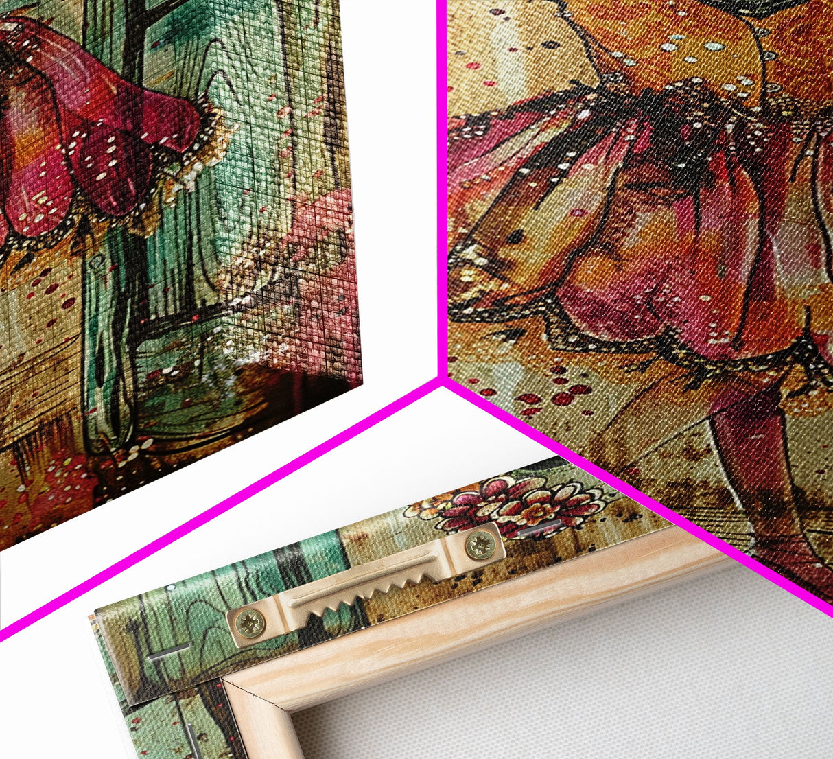 Spooky Skeleton Ballerina, Framed Canvas Print, Halloween Wall Art