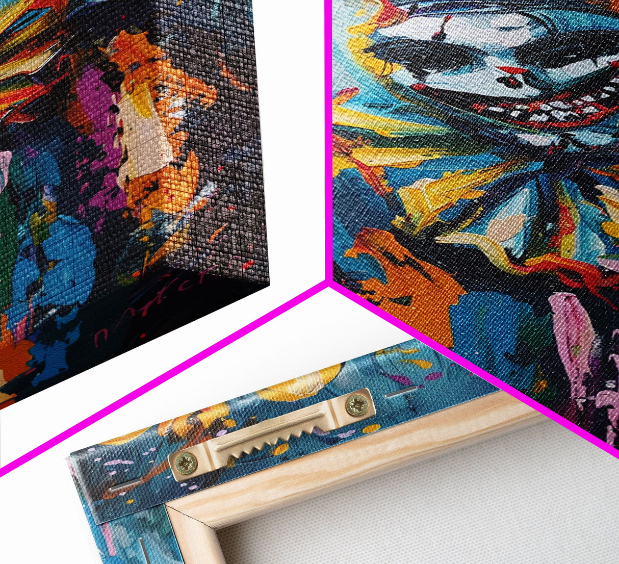 Halloween Grinning Clown with Skulls Framed Canvas Print, Scary Wall Art, Home Decor, Haunted Decor, Gift Idea, Creepy Circus