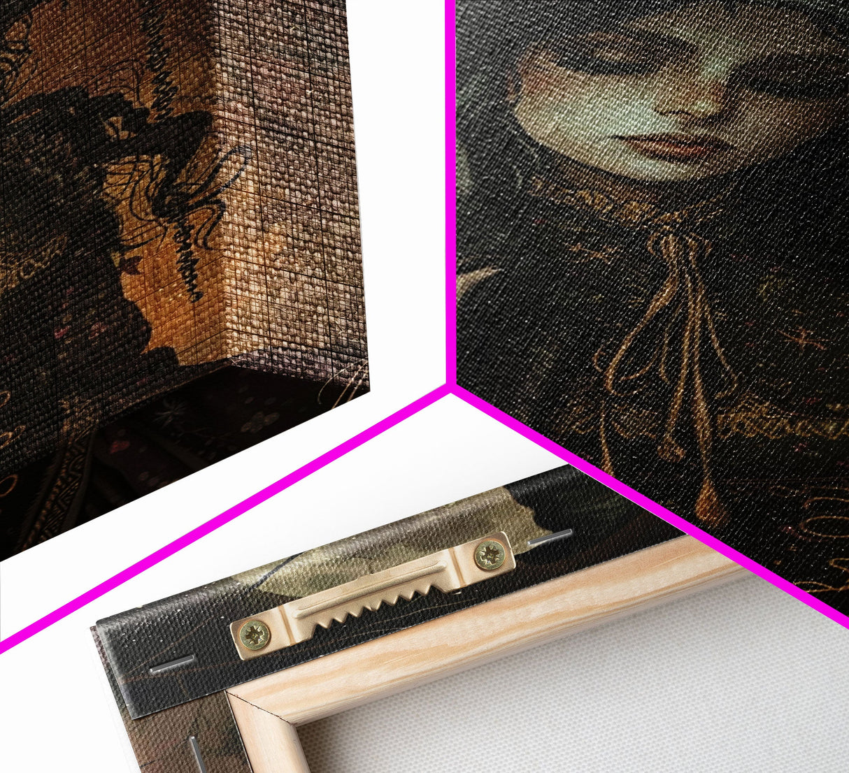 The Witch and The Black Cat Framed Canvas Art, Spooky Victorian Witch Art, Spooky Season, Halloween Props, Halloween Accessories Art