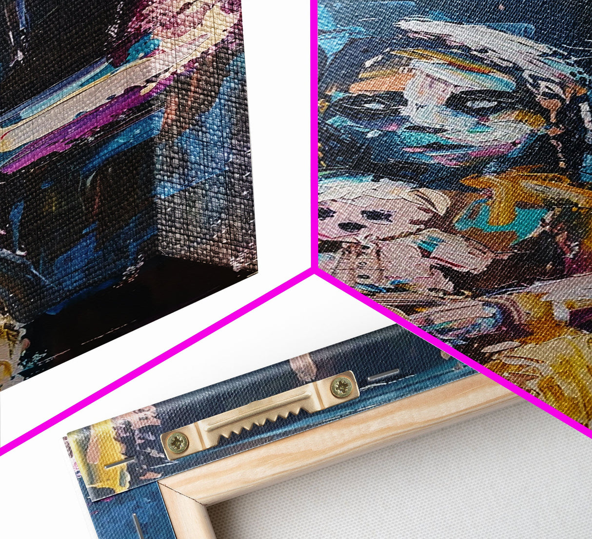 Halloween Creepy Girl with Doll, Framed Canvas Print, Wall Art, Living Room Decor, Spooky, Girl Art, Original Painting, Home Decor