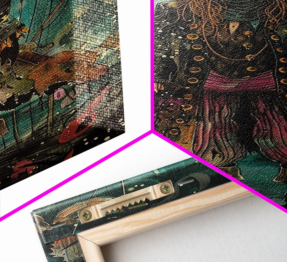 Halloween Ghost Pirate Under Full Moon Framed Canvas Print, Spooky Decor, Living Room Art, Nautical Halloween Wall Art, Home Decoration