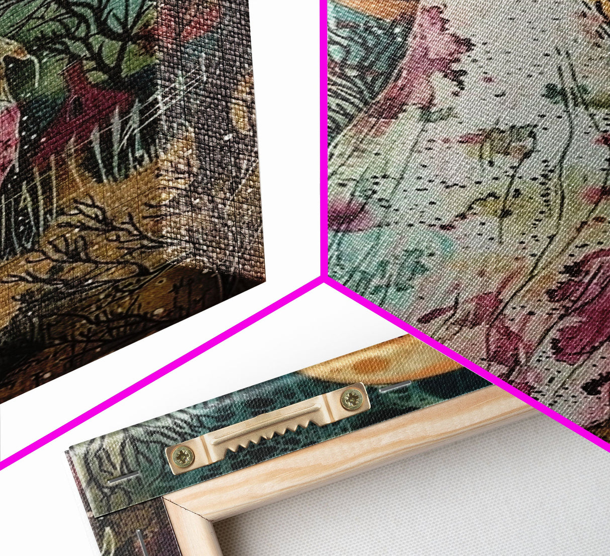 Halloween Ghost in Haunted Forest Framed Canvas Print, Spooky Decor, Living Room Art, Creepy Halloween Wall Art, Home Decoration