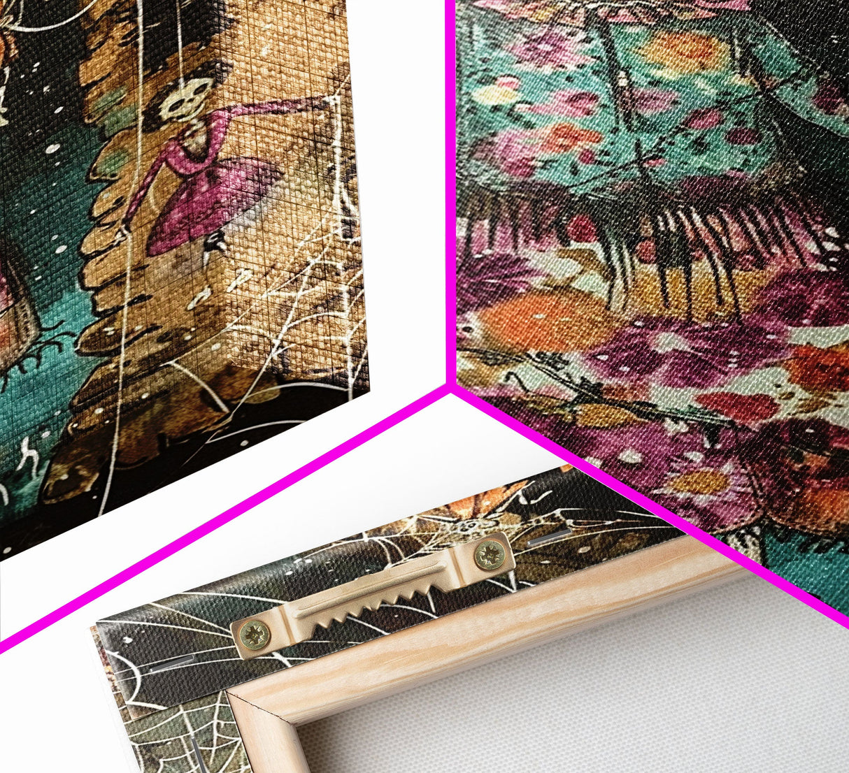 Halloween Pirate Skeleton with Glowing Eyes, Framed Canvas Print, Wall Art, Spooky Decor, Pirate Theme Halloween Decoration, Living Room Art