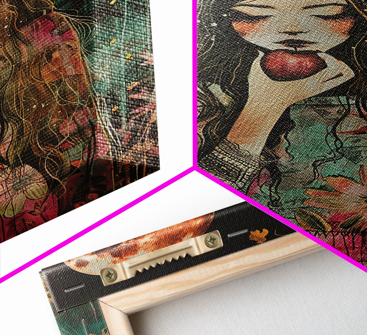 Ghostly Witch With Red Apple, Framed Canvas Print, Wall Art, Spooky Decor, Halloween Decoration, Living Room Art, Unique Gift