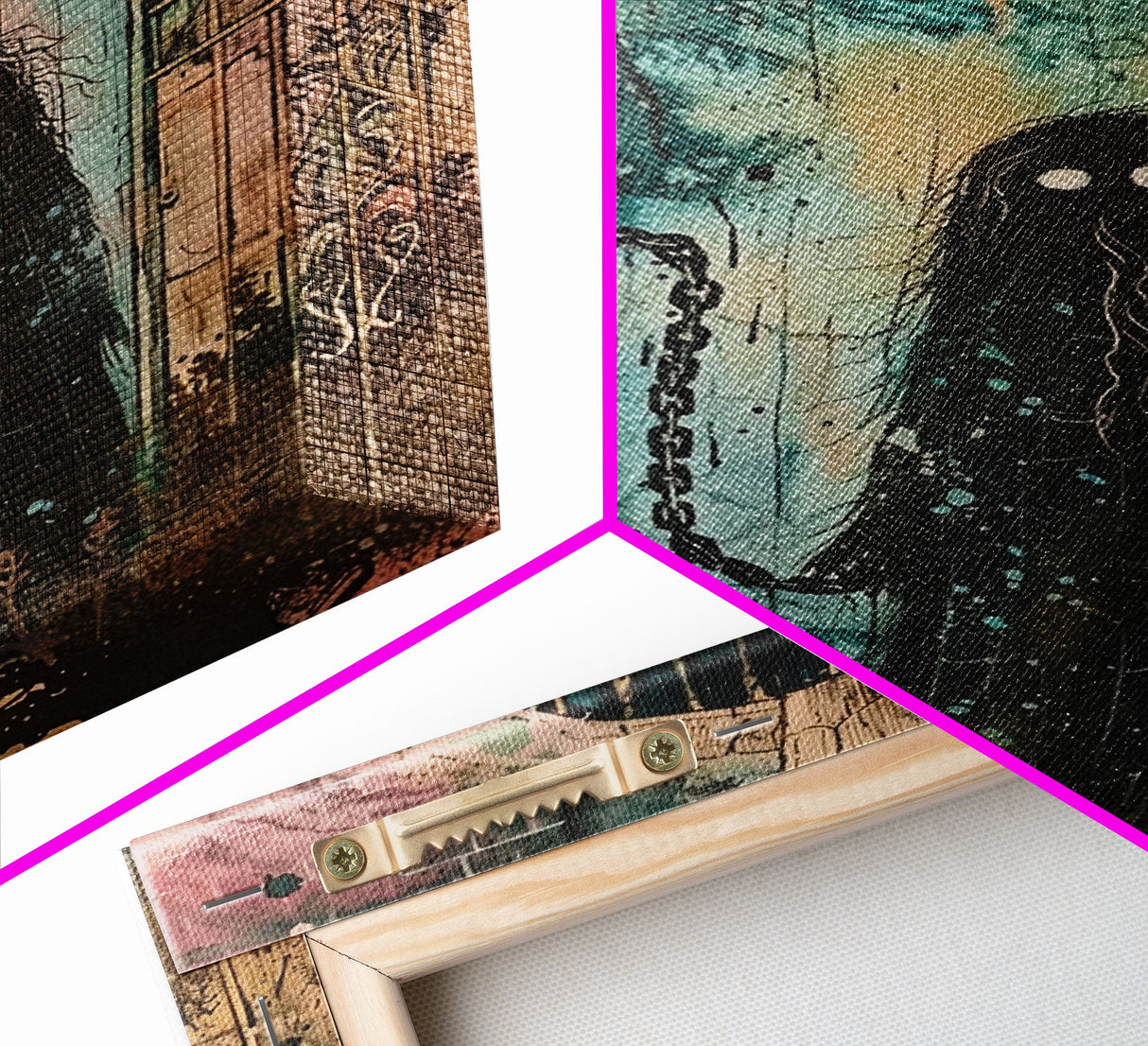 Halloween Creepy Doll, Framed Canvas Print, Wall Art, Spooky Decor, Halloween Decoration, Living Room Art, Unique Gift