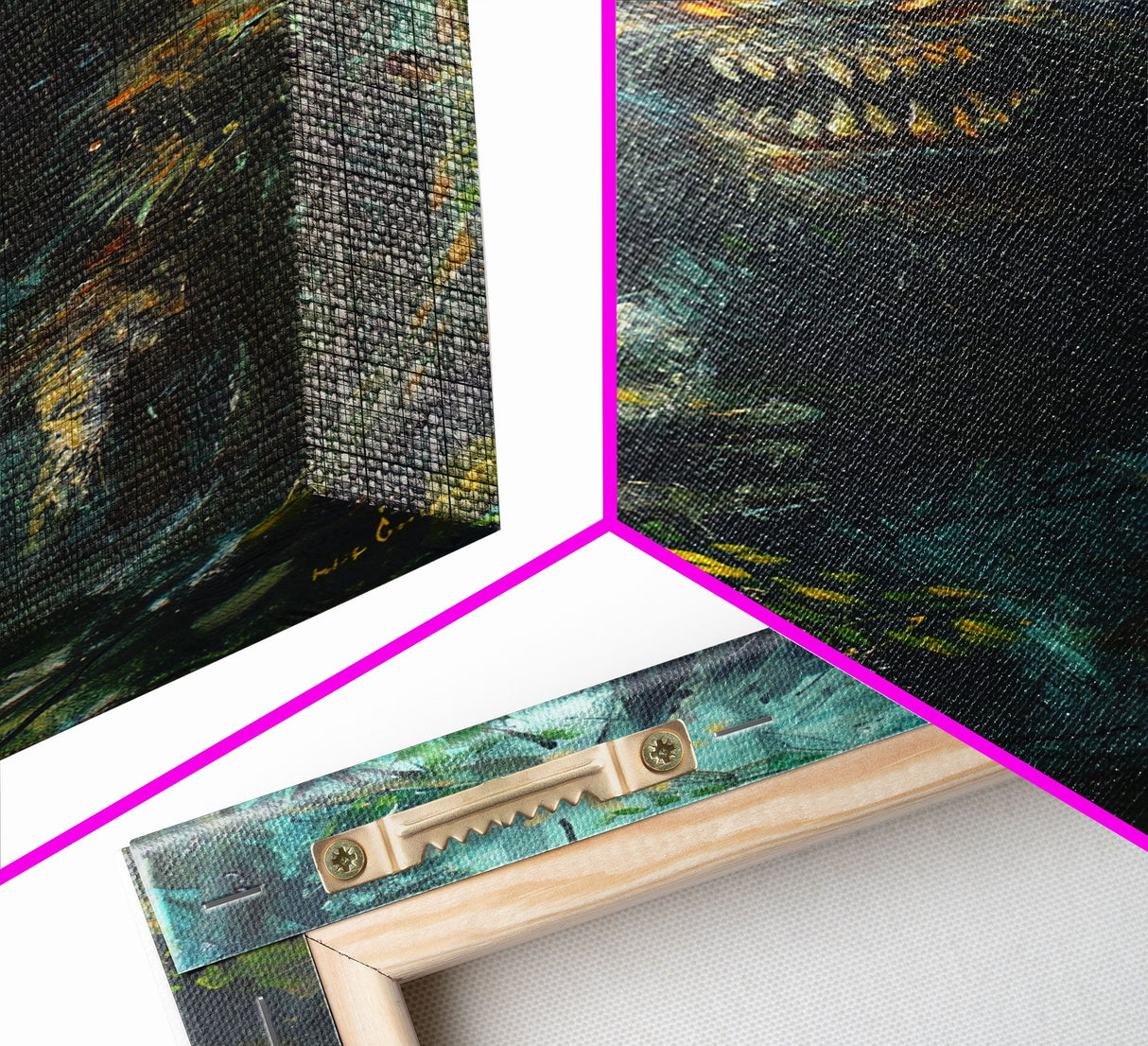 Halloween Frightening Forest Beast Framed Canvas Print, Wall Art, Home Decor, Living Room Decoration, Scary Creature Art, Haunted Decor