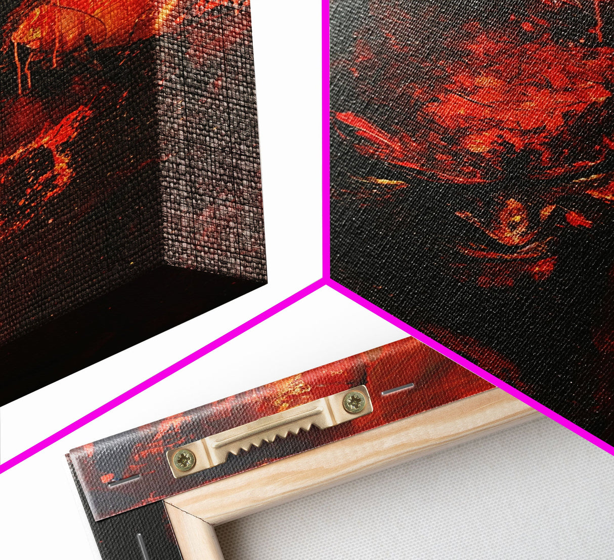 Halloween Eerie Goat with Spaghetti Framed Canvas Print, Wall Art, Living Room Decor, Halloween Decoration, Unique Art, Haunted Decor