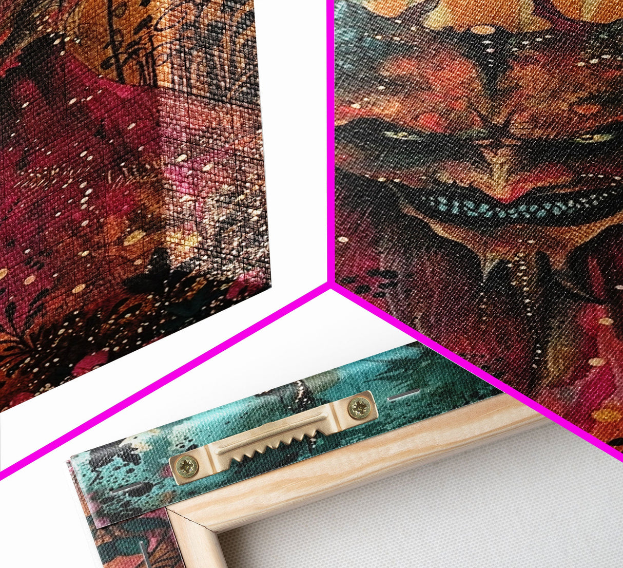 Dark Demon with Menacing Smile Framed Canvas Print, Halloween Art, Creepy Wall Art, Spooky Home Decor, Scary Art, Creepy Living Room Decor