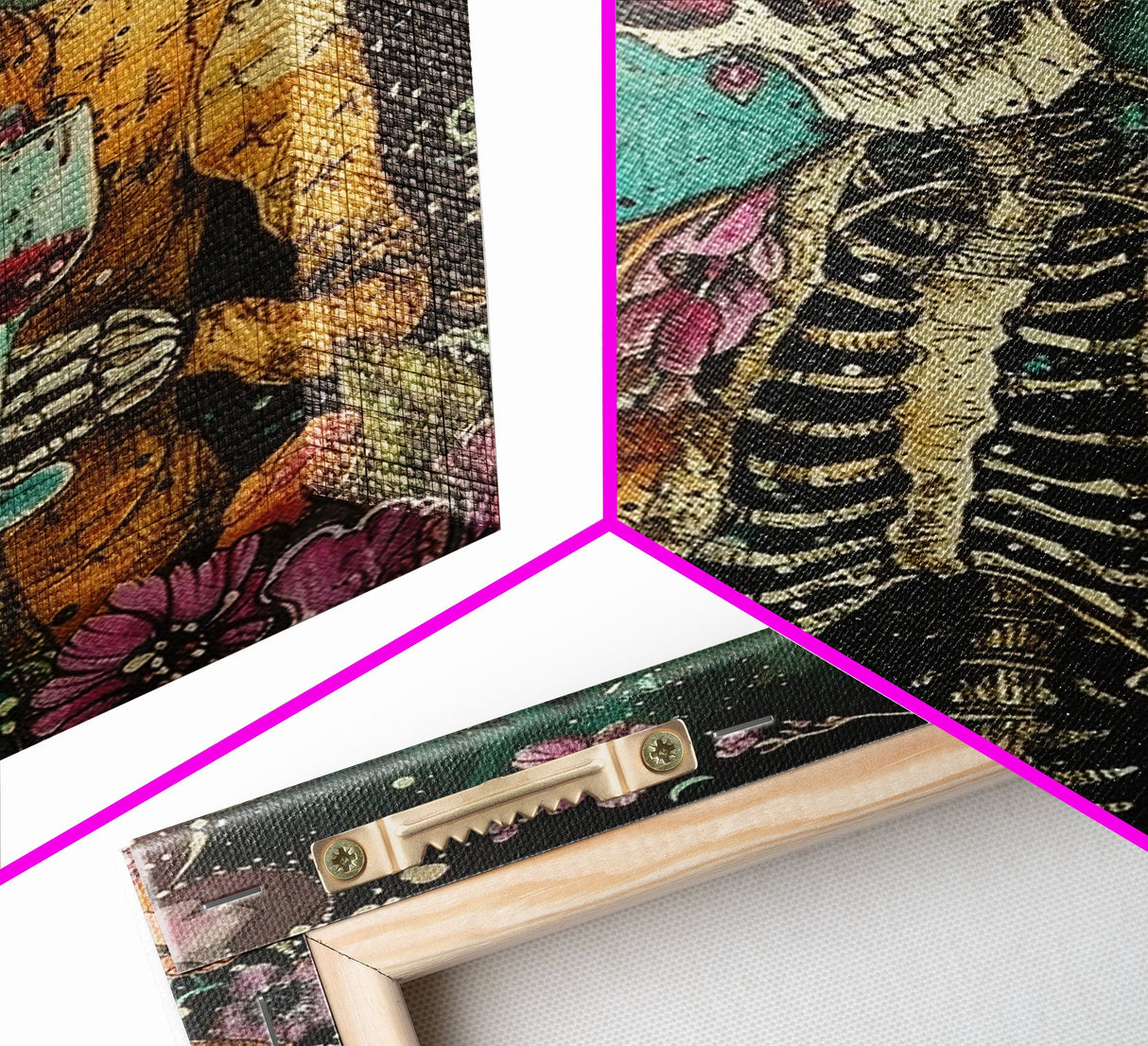 Skeleton Gentleman with Wine Glass Framed Canvas Print, Halloween Art, Creepy Wall Art, Spooky Home Decor, Scary Art, Unique Wall Decor