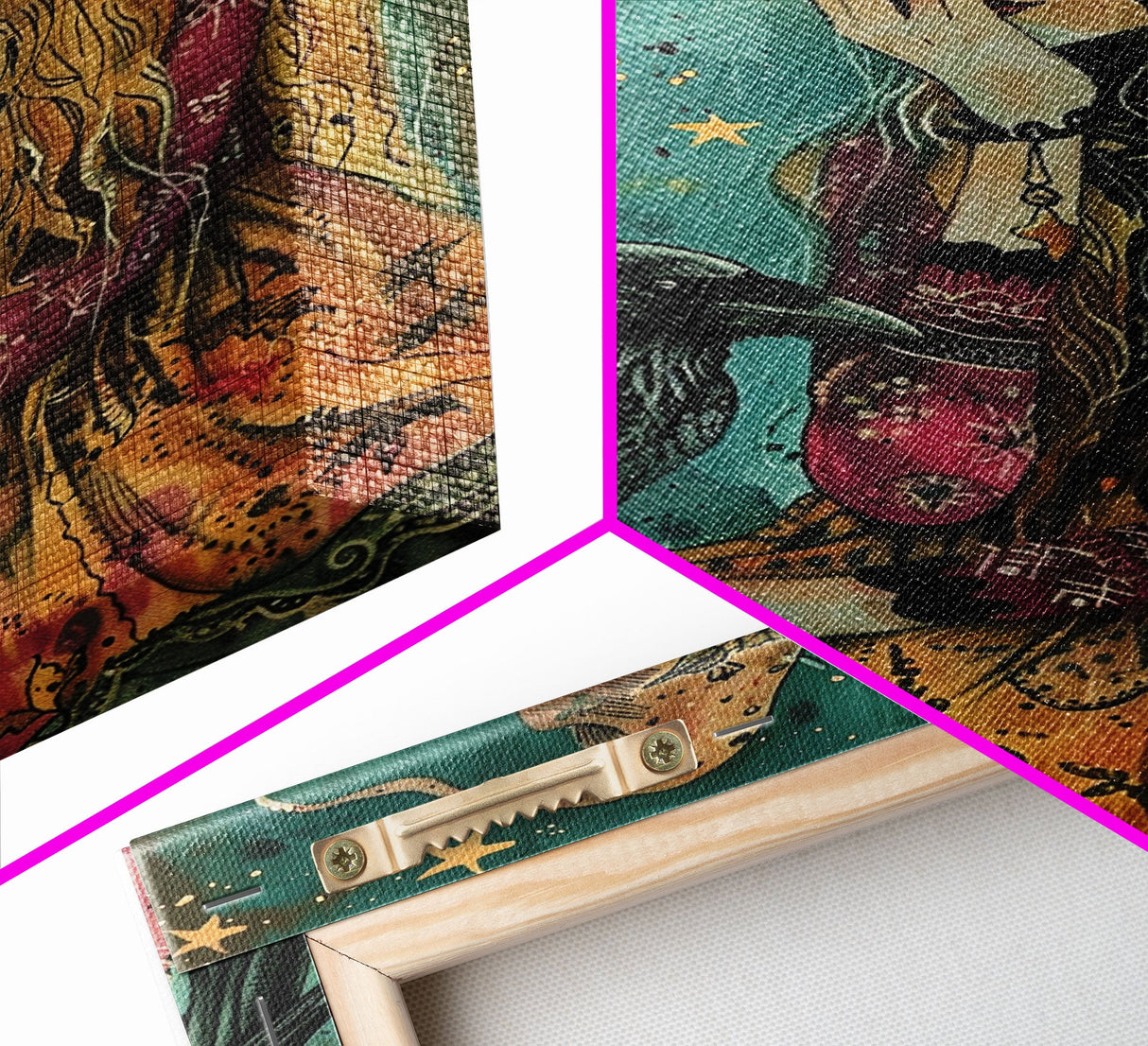 The Witch and her Sassy Raven Framed Canvas Print, Spooky Decor, Halloween Art, Halloween Props / Gift Idea, Spooky Decor, Home Decor