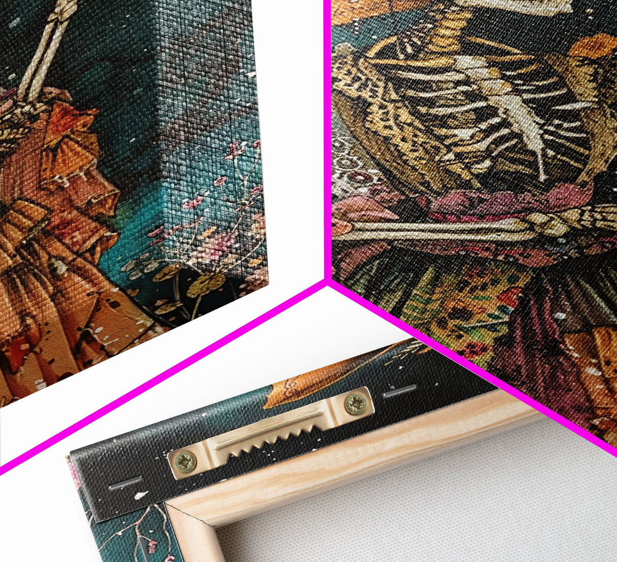 Skeleton in a Colorful Dress with Ice Cream - Day of the Dead Art - Halloween Skeleton Print Vibrant Skeleton Decor - Dia de los Muertos Art