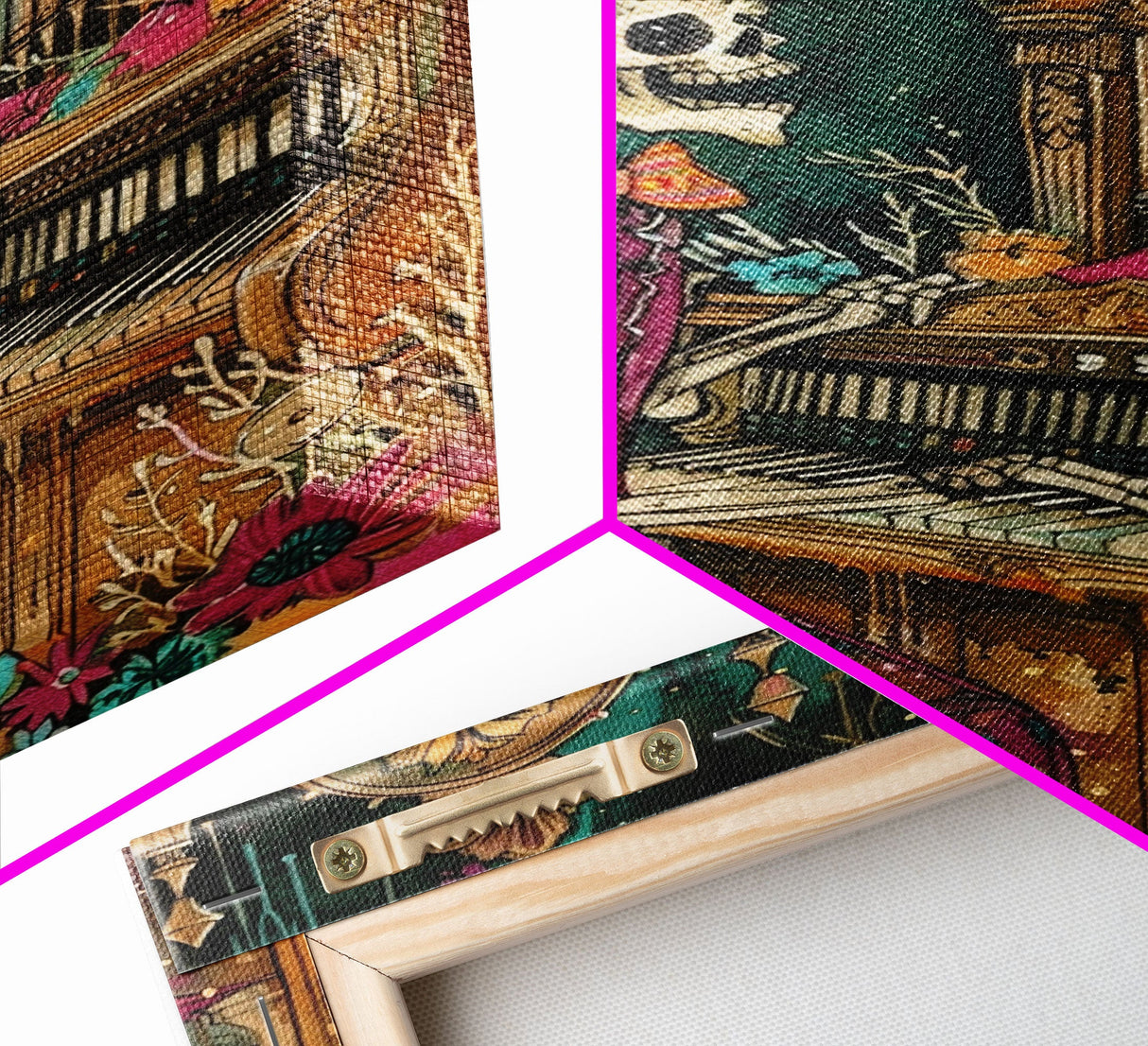 Skeleton Playing Organ in Gothic Church - Day of the Dead Skeleton Musician - Gothic Halloween Art - Skeleton Decor for Halloween