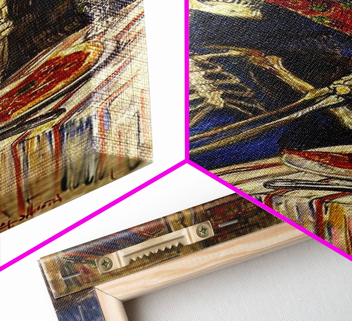 Funny Skeleton Eating A Pizza, Framed Canvas Print, Halloween Decor