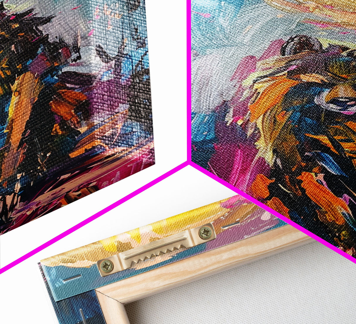 Halloween Art of a Werewolf in a Dress Eating Pizza Under the Moonlight, Perfect for Adding a Playful Touch to Spooky Decor