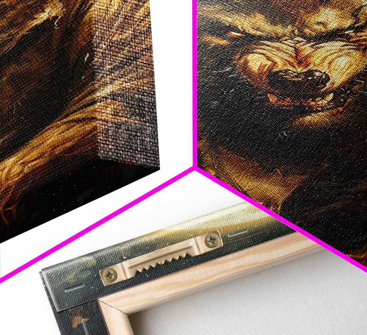 Ferocious Werewolf Under Full Moon Framed Canvas Print | Halloween Monster Art | Spooky Werewolf Decor for Home | Intense Werewolf Artwork