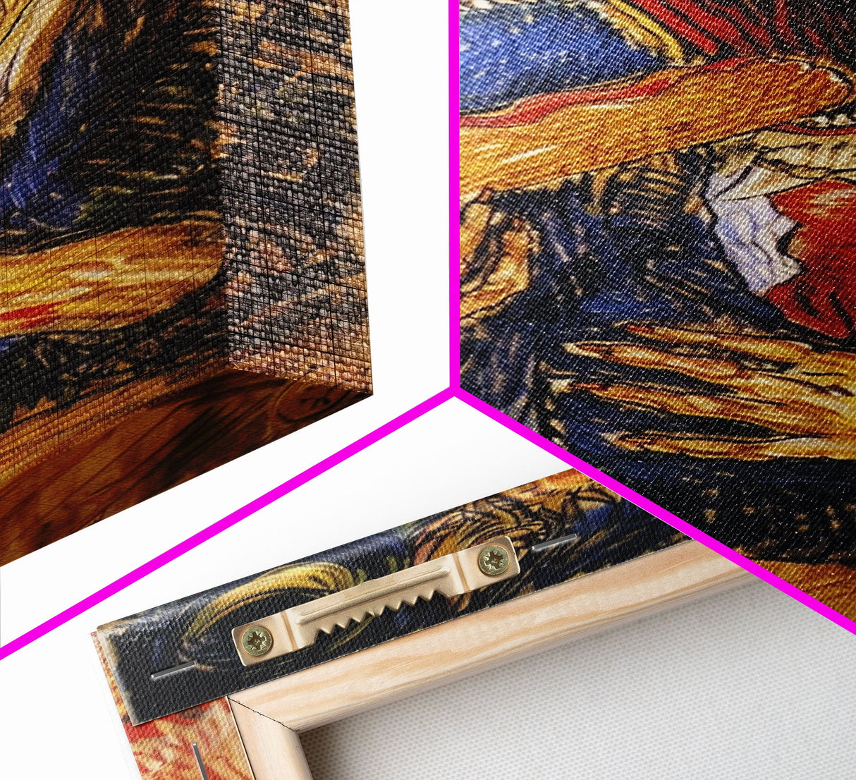 Business Werewolf Eating a Hot Dog, Framed Canvas print, Funny Halloween Art, Spooky Season, The Scream Inspired Funny Art