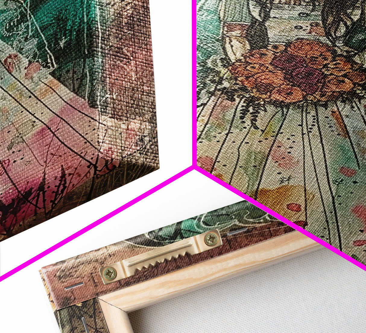 Skeleton Bride with Floral Bouquet Framed Canvas Print | Halloween Bride Art | Spooky Bride Decor for Home | Macabre Halloween Artwork