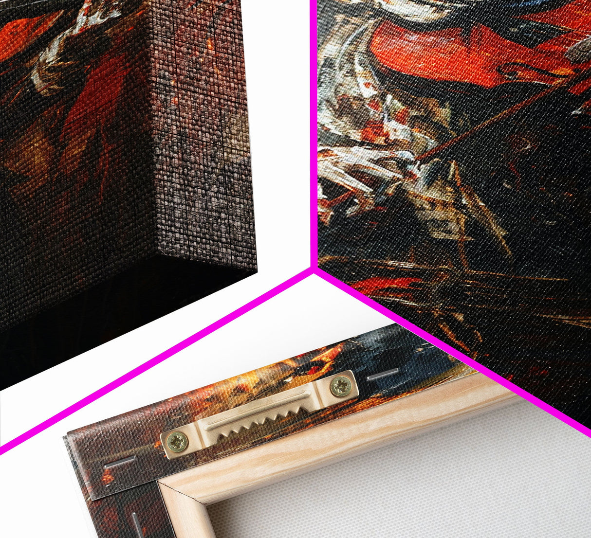 Skeleton Violinist Performing in Fiery Background | Halloween Wall Art | Spooky Home Decor Musician Skeleton Painting | Framed Canvas Print