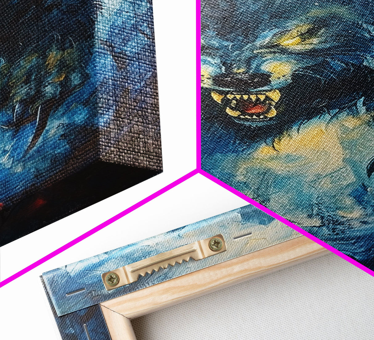 Ferocious Werewolf Growling in Forest | Halloween Wall Art | Spooky Home Decor | Creepy Werewolf Howling Painting | Framed Canvas Print