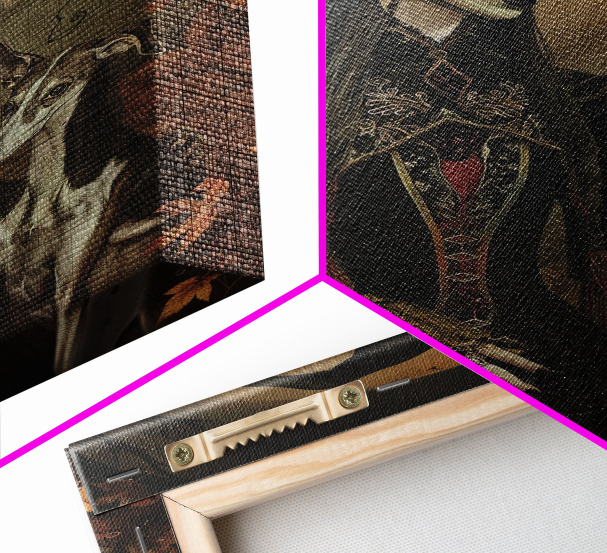 Gothic Witch with Elegant Dog, Framed Canvas Print, Dark Witch Art, Victorian Witch, Halloween Witch Decor, Gothic Home Decor