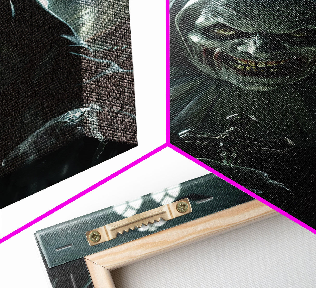 Sinister Nun with Crucifix in Haunted Church - Scary Halloween Themed Framed Canvas Print, Creepy Gothic Home Wall Decor