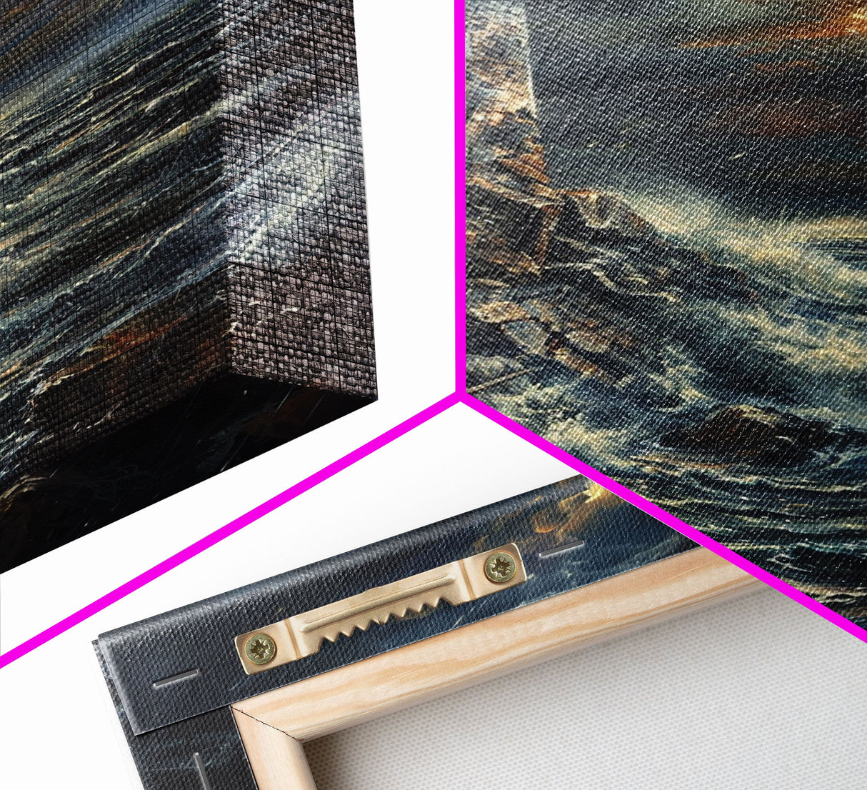 Eerie Castle on Cliff, Halloween Art Print, Spooky Home Decor, Framed Canvas Print, Creepy Art, Halloween Wall Decor, Seasonal Wall Art