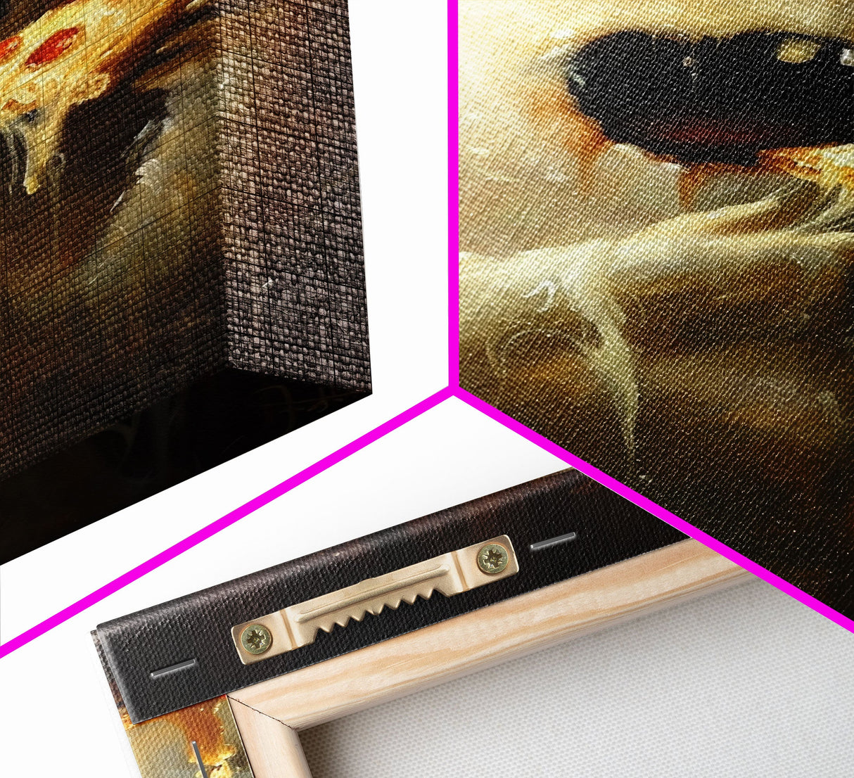 The Pizza Ghost, Framed Canvas Print, Funny Halloween Wall Art