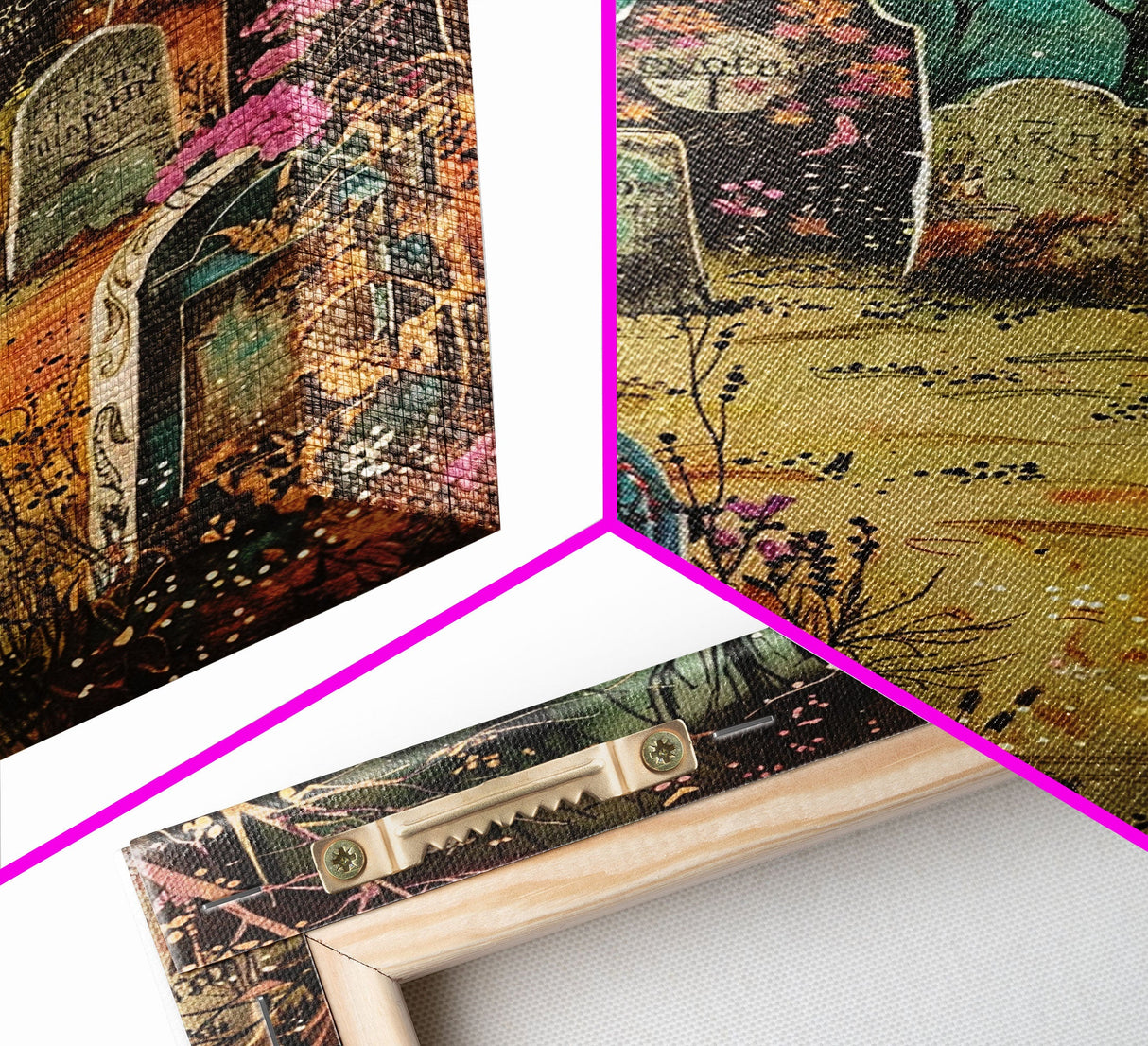 Spooky Graveyard Framed Canvas Print, Halloween Wall Art, Haunted Cemetery, Gothic Vibes, Spooky Decor, Haunted Scene, Halloween Decoration